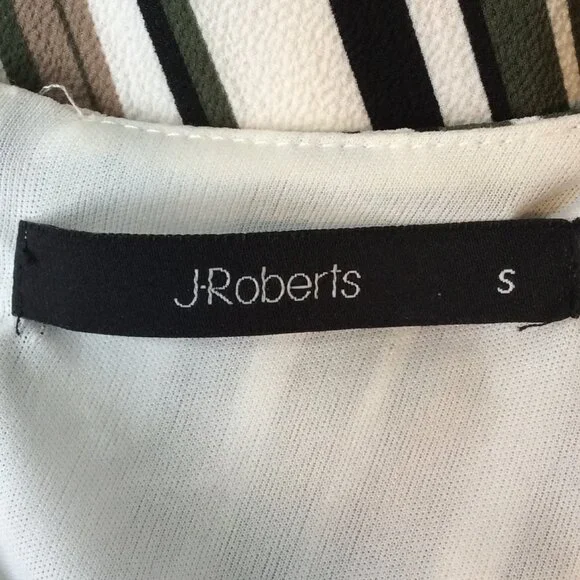 J Roberts Cold Shoulder Dress With Short Sleeves & Pin Stripes Size S - Picture 9 of 9